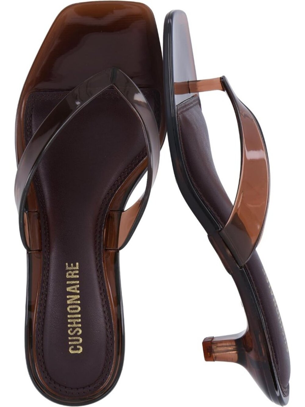 Women's Chocolate Jelly Thong Casual Elegant Kitten Low Heeled Clear Sandals